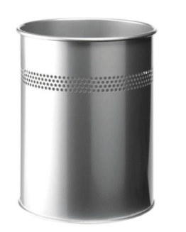 Durable Metal Waste Bin 15 Litre Silver